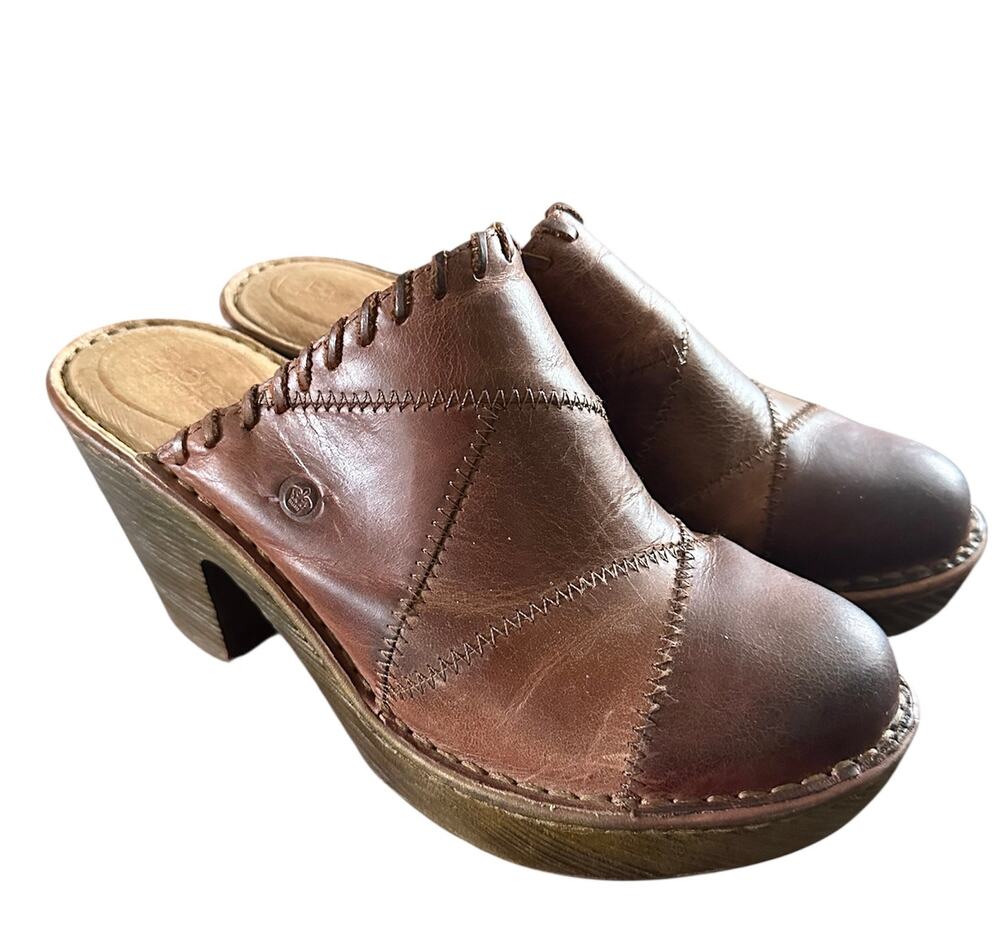 Børn leather clogs patchwork 9m high heels shoes comfortable designer quality
